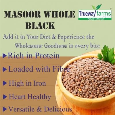 Trueway Farms Organic Chana Dal 1.85 Kg & Trueway Farms Organic Kali Masoor Sabut (black Masoor Whole) 1.85 Kg (combo Of 2)