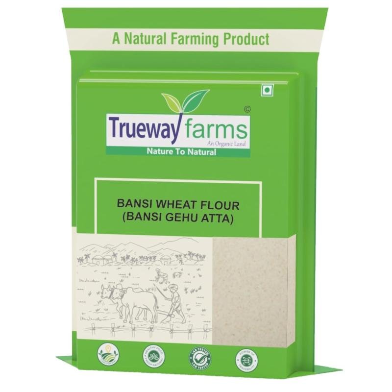 Trueway Farms Organic Bansi Wheat Flour (bansi Gehu Atta) -1.85 Kg | Stone Grounded Flour | Soft Roti Atta | High Fiber, Low Gi | Rich In Nutrients