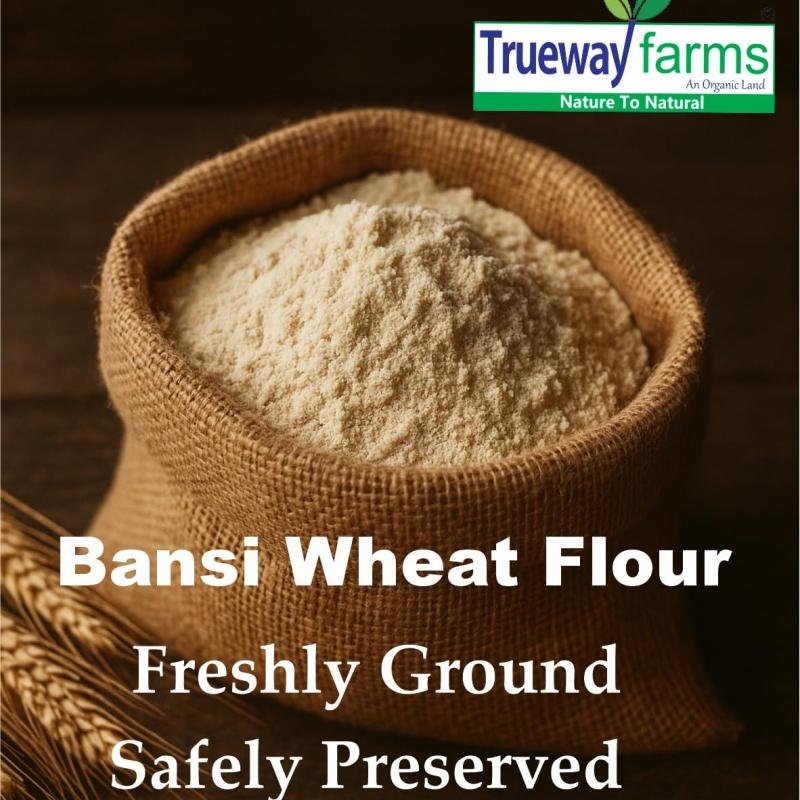 Trueway Farms Organic Bansi Wheat Flour (bansi Gehu Atta) -1.85 Kg | Stone Grounded Flour | Soft Roti Atta | High Fiber, Low Gi | Rich In Nutrients