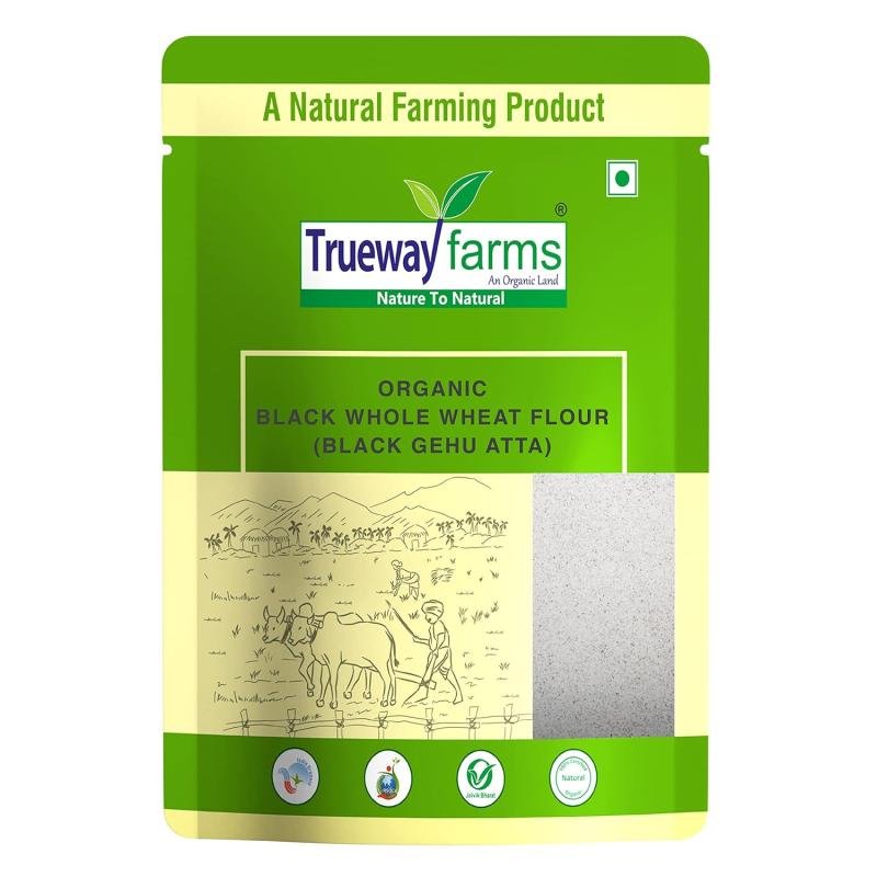 Trueway Farms Organic Black Wheat Flour (kala Gehu Atta) –5kg | Stone Grounded Flour | High Fiber, Low Gi, Low Gluten | Antioxidant Rich