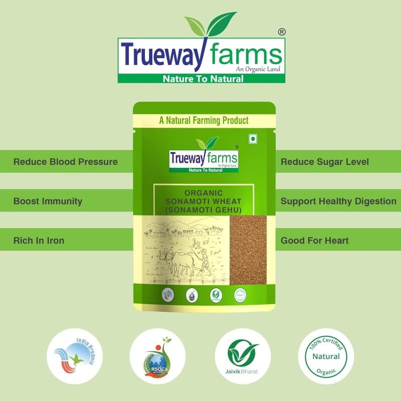 Trueway Farms - An Organic Land -nature To Natural Sona Moti Wheat (sonamoti Gehu) - Sugar Free Wheat (15 Kg)